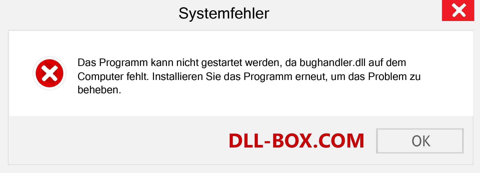 bughandler.dll-Datei fehlt?. Download für Windows 7, 8, 10 - Fix bughandler dll Missing Error unter Windows, Fotos, Bildern